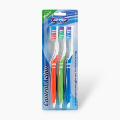 Beauty Formulas Active 3S Control Action Medium Toothbrush – Deep Cleaning Bristles for Plaque Removal, Gum Care & Daily Oral