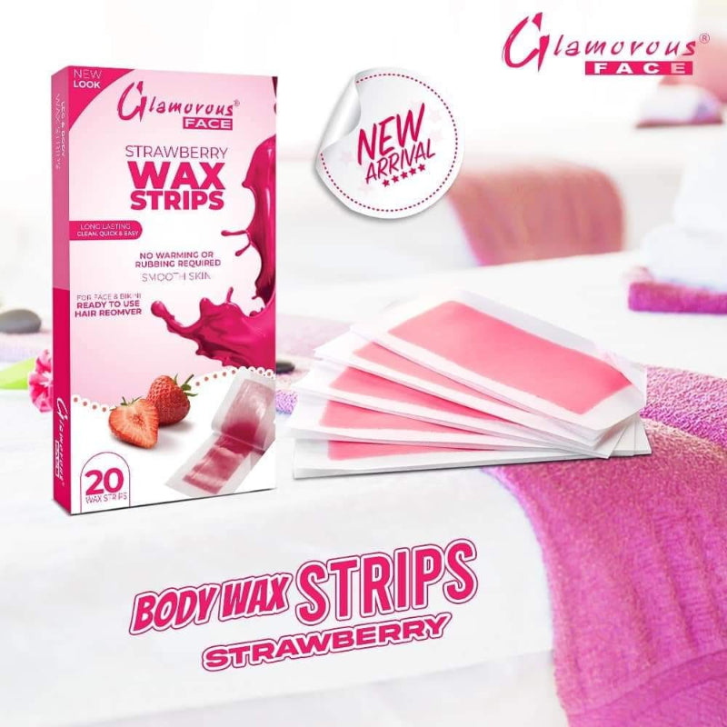 Glamorous Face Body Wax Strips (Strawberry)