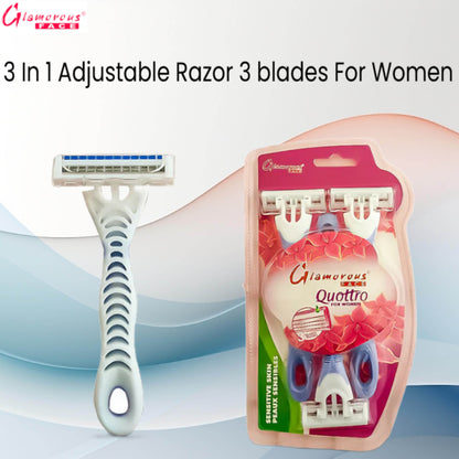 Glamorous Face 3 In 1 Adjustable Razor 3 blades For Women