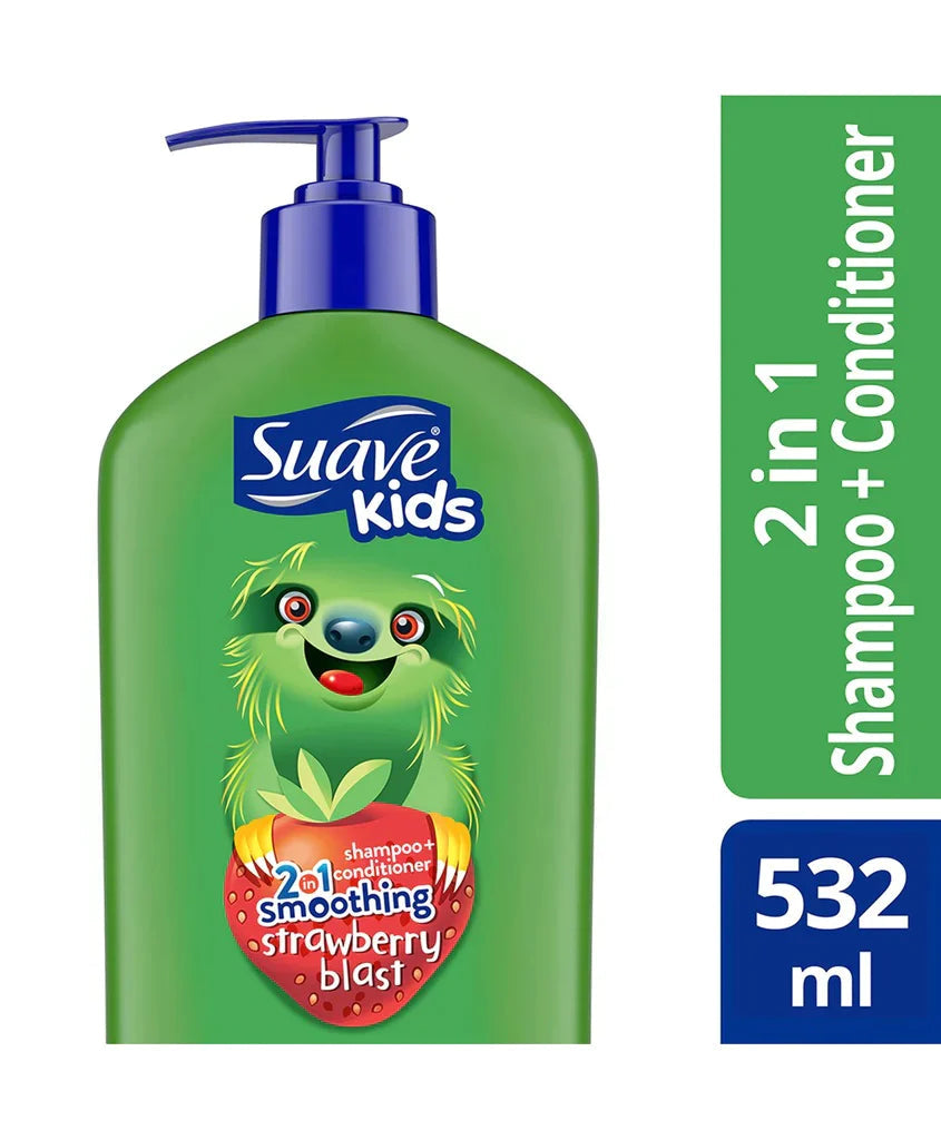 Suave Kids 2 In 1 Shampoo + Conditioner Smoothing Strawberry Blast 532ml