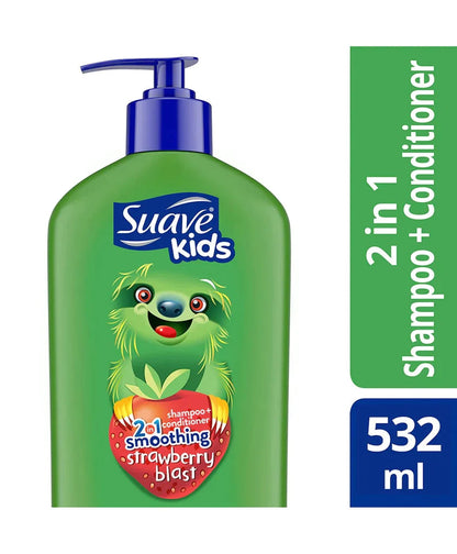 Suave Kids 2 In 1 Shampoo + Conditioner Smoothing Strawberry Blast 532ml