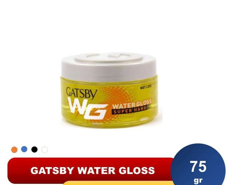 Gatsby Water Gloss Super Hard Hair Styling Gel 75g - Extreme Hold Wet Look Hair Gel for Maximum Control, Long Lasting Shine &