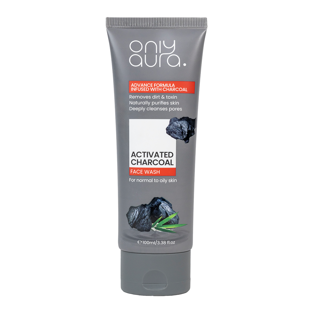 Only Aura Charcoal Face Wash 100ml - Deep Cleansing Skincare Face Wash for Oil Control, Dirt Removal, Pore Purification & Fre
