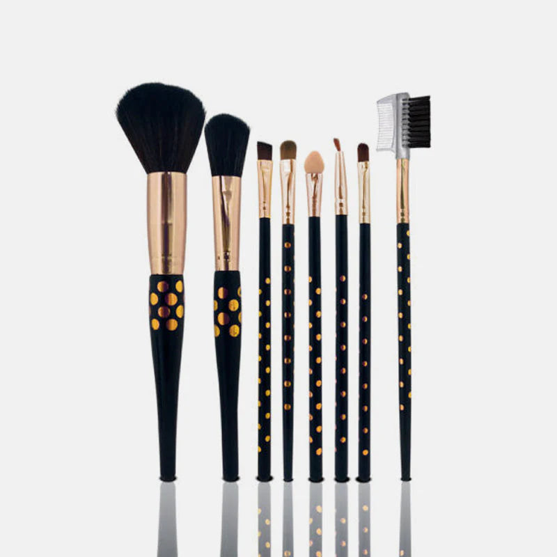 Glamorous Face 8 in 1 Brush Sets Pot Glass (Golden)