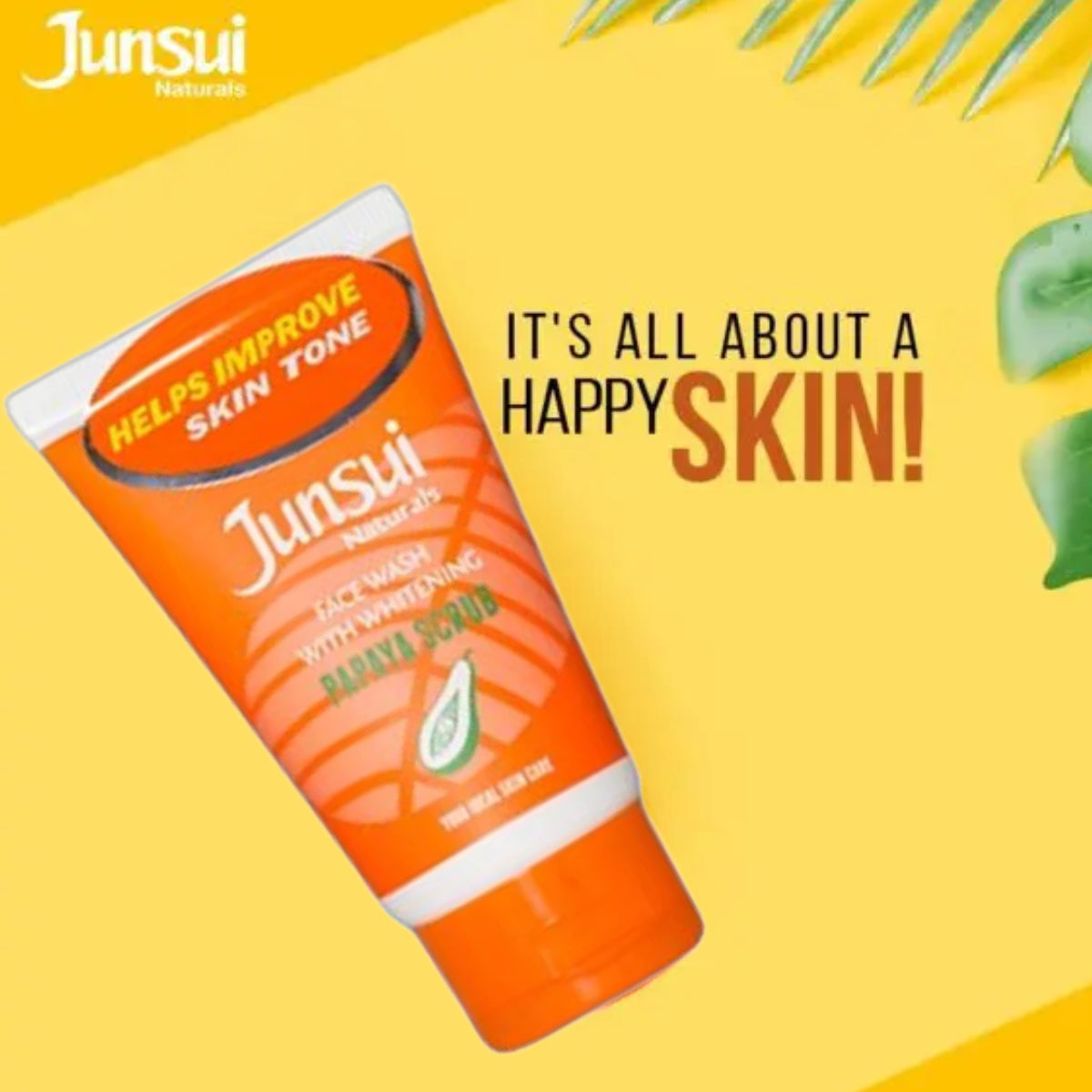 Junsui Naturals Papaya Scrub Whitening Face Wash 50g - Exfoliating Deep Cleansing Facial Scrub for Dead Skin Removal, Oil Con