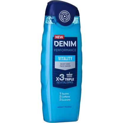 Denim Performance Boost Body and Face Wash X 3 Triple Revitalising 400ml