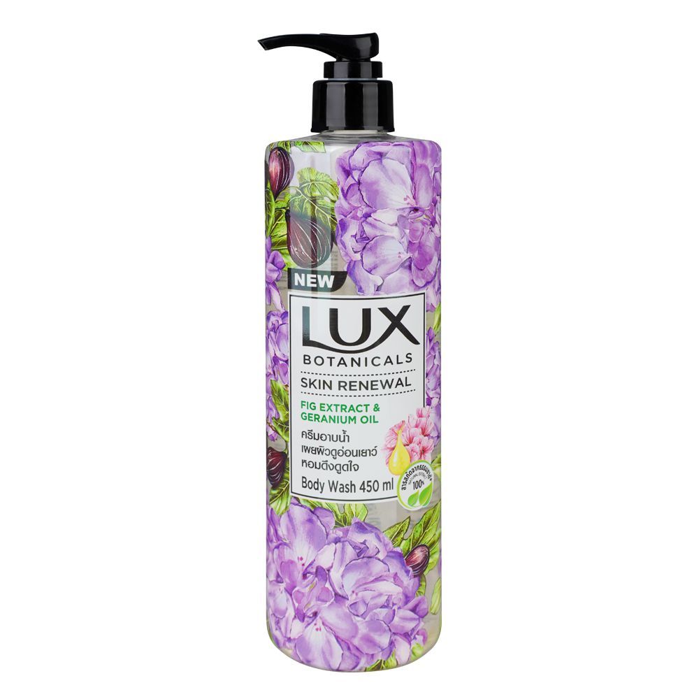 Lux Botanicals Skin Renewal Fig Extract & Geranium Oil Body Wash 450ml – Deep Nourishing Shower Gel for Soft, Smooth & Radian