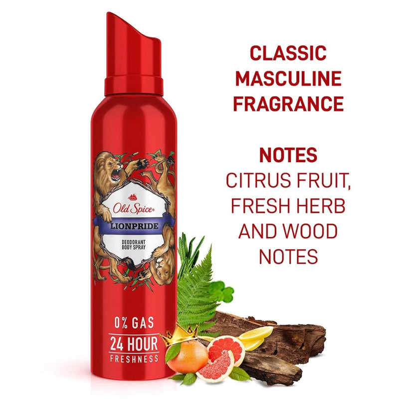Old Spice Lionpride 0% Gas Deodorant Body Spray 140ml for Men