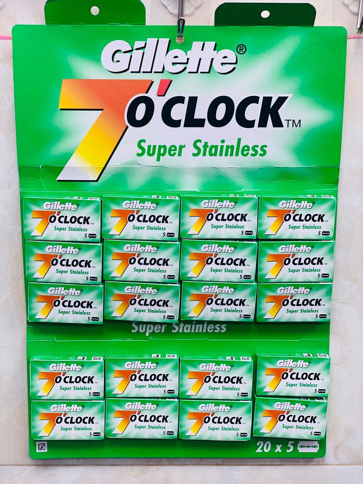 Gillette 7’O Clock Super Stainless Double Edge Razor Blades 100pcs (20x5) - Sharp & Durable Shaving Blades