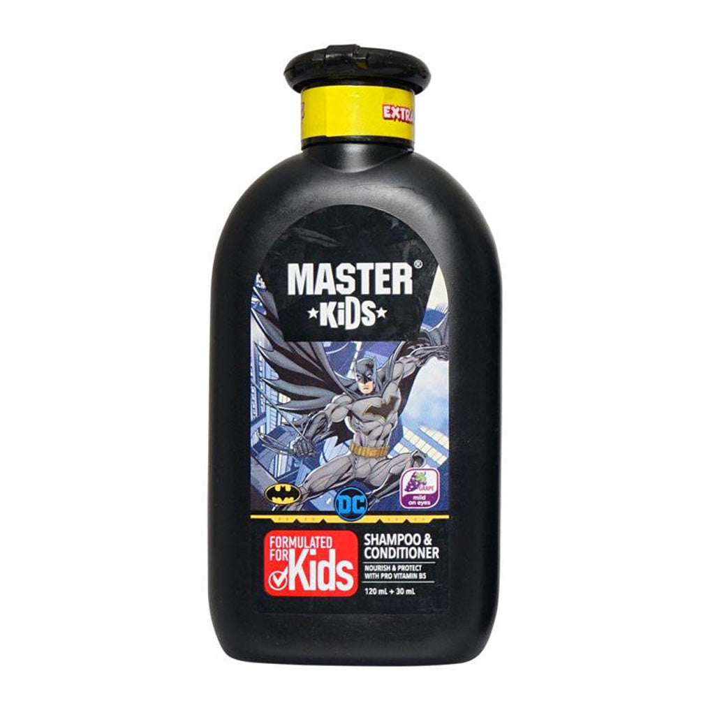 Master Kids Batman Shampoo & Conditioner 150ml – Gentle Kids Hair Care 2-in-1 Formula for Soft Smooth Hair, Tear-Free Cleansi