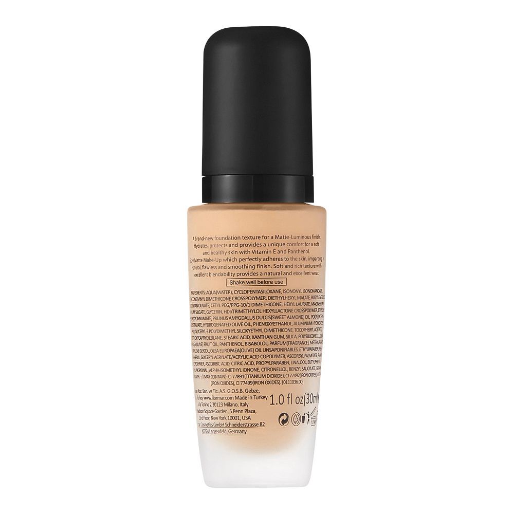 Flormar Mat Touch Foundation Vitamin E (Shade: 321 Natural Pastelle) 30ml