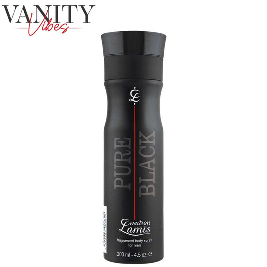 Pure Black Reaction Lamis Perfumed Body Spray 200ml Long-Lasting Bold & Intense Fragrance