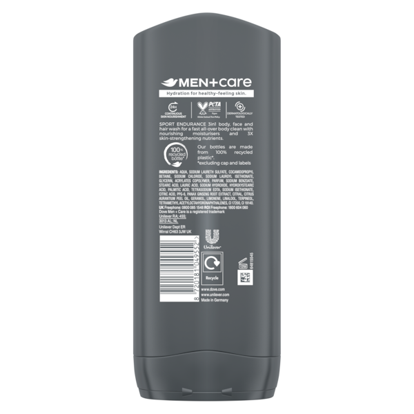 Dove Men+Care Sport Care 3-in-1 Endurance Body Face & Hair Wash 400ml