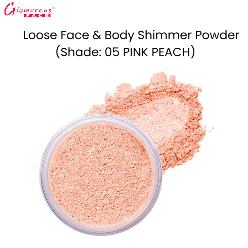 Glamorous Face Loose Face & Body Shimmer Powder (Shade: 05 Pink Peach)