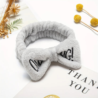 OMG Letter Facial Hair Band Bow Knotted (GREY)