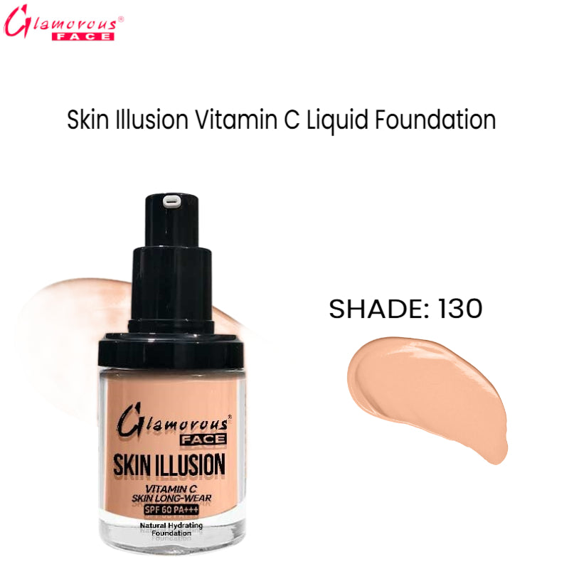 Glamorous Face Skin Illusion Vitamin C Liquid Foundation 25ml (SHADE:130)