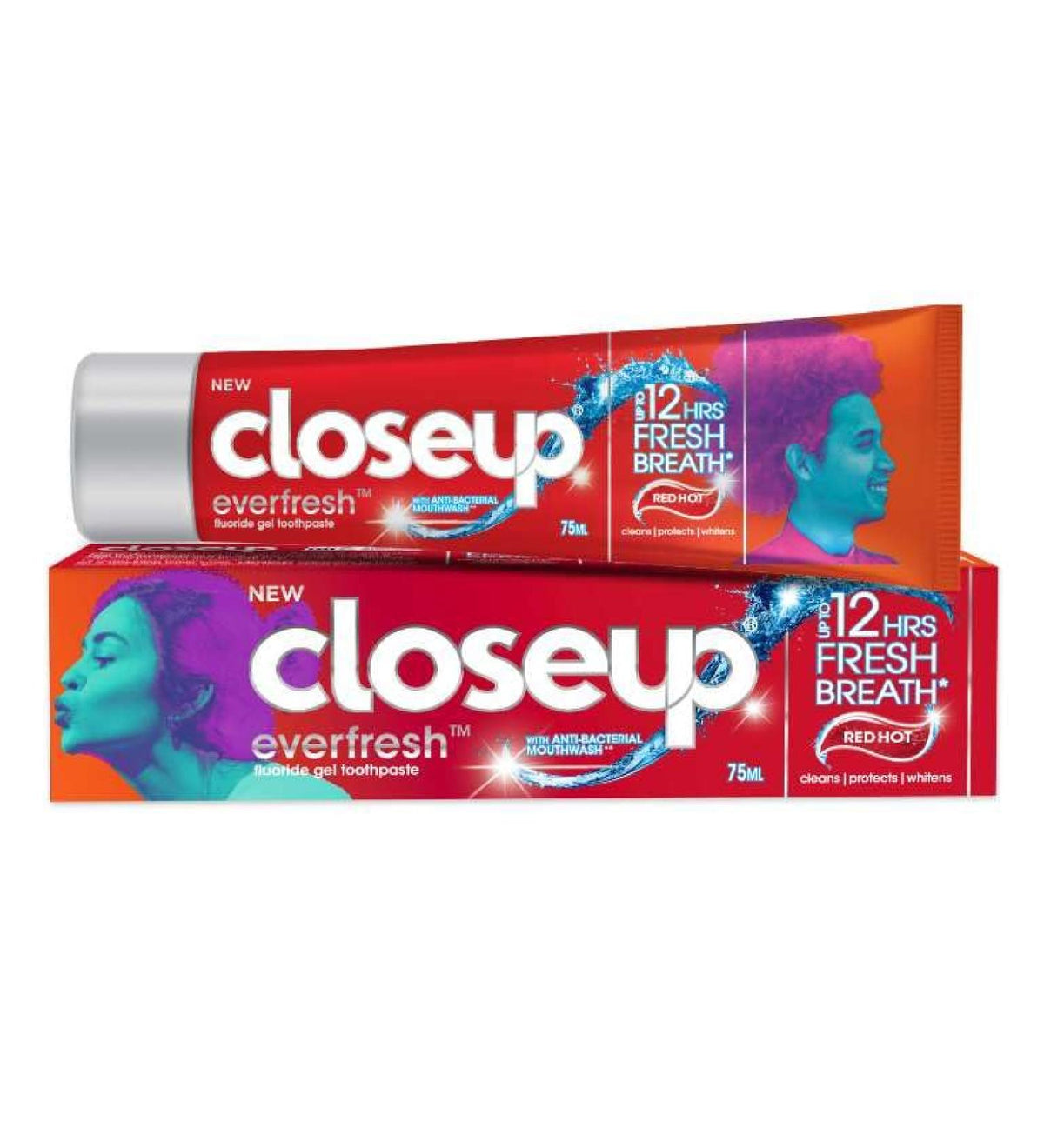 Closeup Everfresh Fluoride Gel Toothpaste Up to 12 Hours Fresh Breath Red Hot 90g