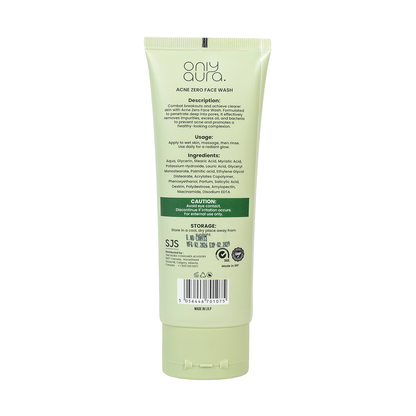 Only Aura Face Wash Acne Zero 100ml - Deep Cleansing Skincare Face Wash for Acne Control, Oil Removal, Pimple Care & Clear Sm
