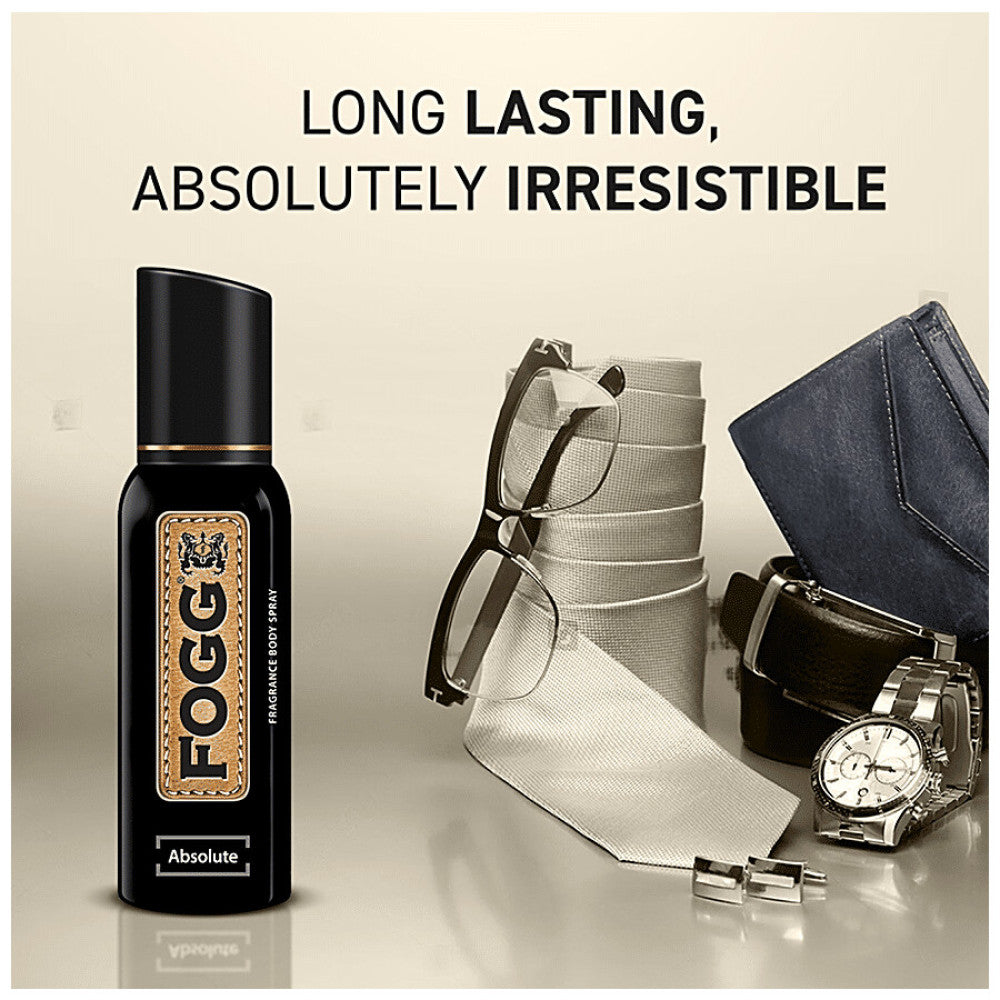 FOGG Absolute Fragrance Body Spray 120ml - Long Lasting Strong Masculine Perfume Deodorant Spray for Men Daily Wear Fresh Sce