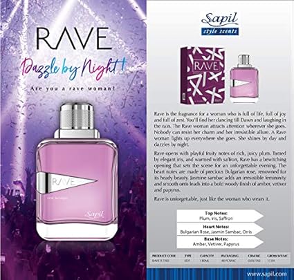 Sapil Rave Eau de Parfum for Women 100ml - Long Lasting Floral Fruity Perfume Spray with Elegant Feminine Fragrance for Daily
