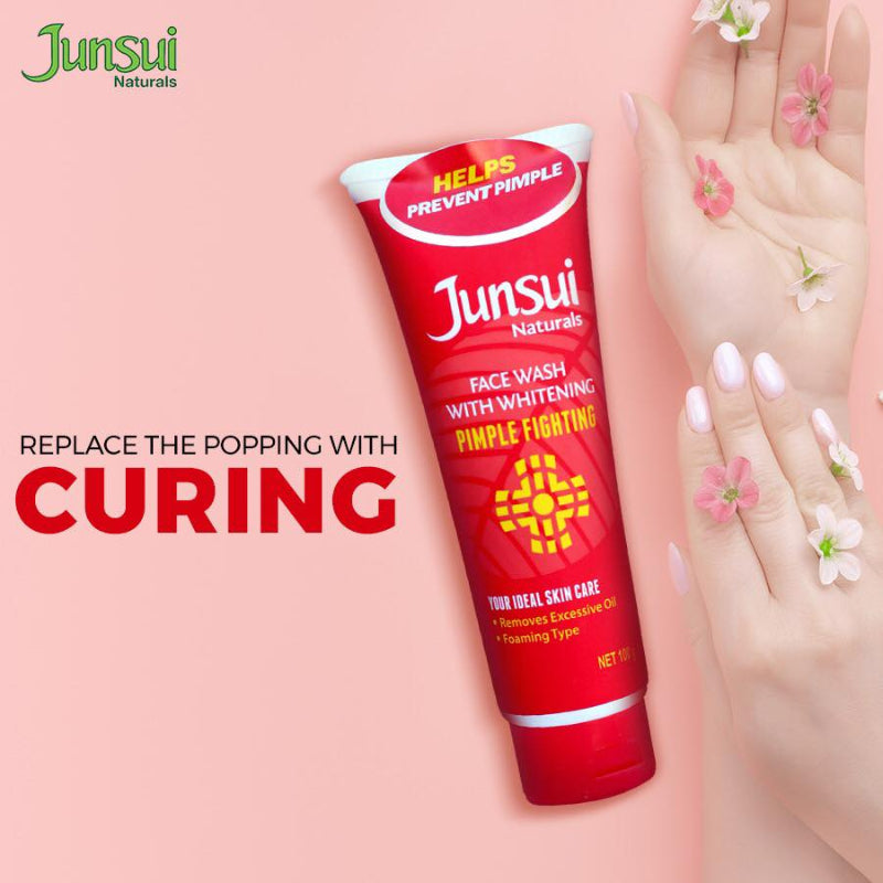 Junsui Whitening Pimple Fighting Face Wash 100g - Anti Acne Deep Cleansing Facial Wash for Oil Control, Blemish Removal & Cle