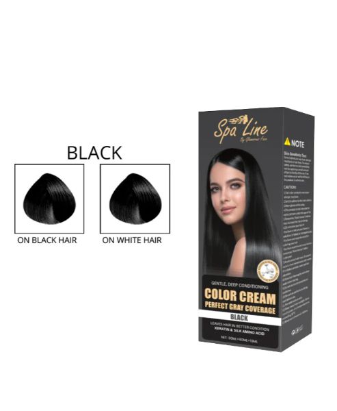 Glamorous Face by Spa Line  Hair Color Cream Perfect Gray Coverage  (Black)