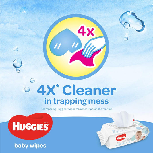 Huggies Pure Clean Baby Wipes 64 Sheets - Gentle Unscented Soft & Safe Skin Care for Newborns