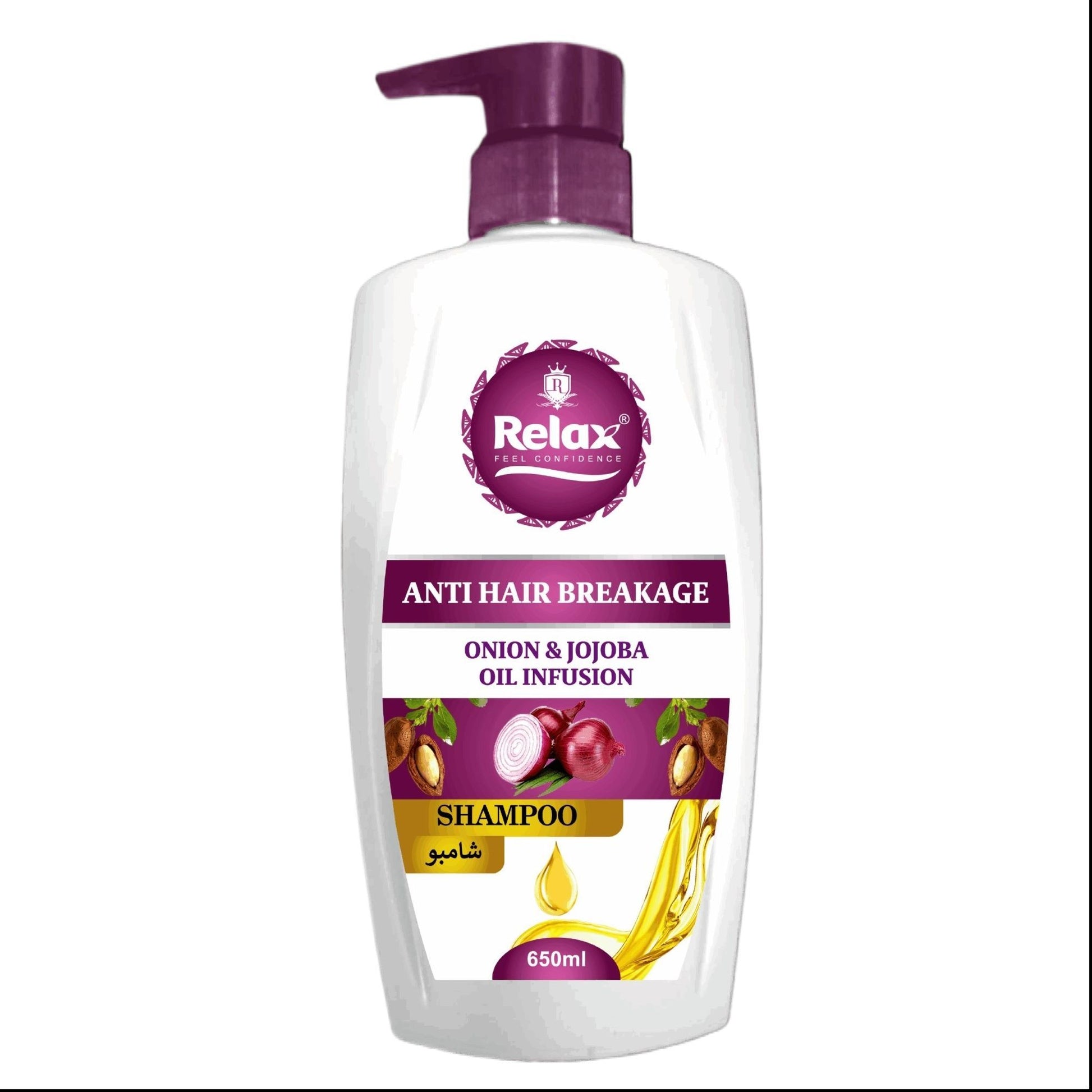 Relax Feel Confident Anti Hair Breakage Onion & Jojoba Oil Infusion Shampoo 650ml