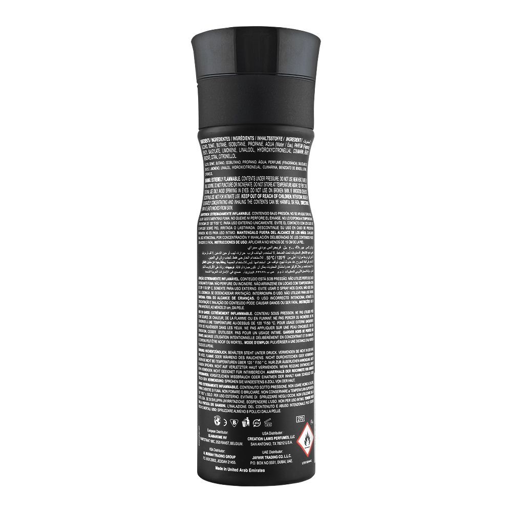 Pure Black Reaction Lamis Perfumed Body Spray 200ml Long-Lasting Bold & Intense Fragrance