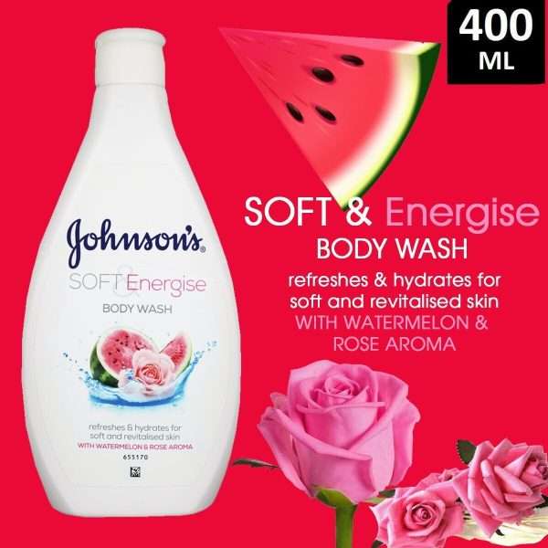 Johnson’s Soft & Energise Body Wash 400ml – Gentle Cleansing Shower Gel for Soft, Fresh & Energized Skin