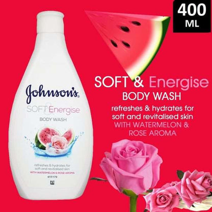 Johnson’s Soft & Energise Body Wash 400ml – Gentle Cleansing Shower Gel for Soft, Fresh & Energized Skin