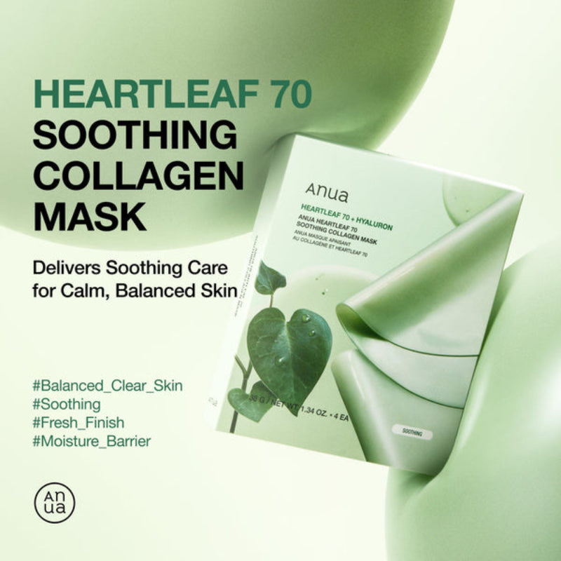 Anua Heartleaf 70+ Hyaluron Collagen Mask 38 g Soothing Hydration & Skin Repair (K Beauty)