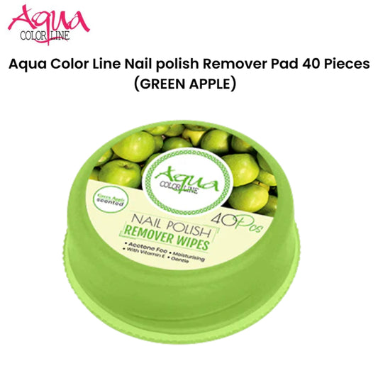 Aqua Color Line Nail polish Remover Pad 40 Pieces (Green Apple)