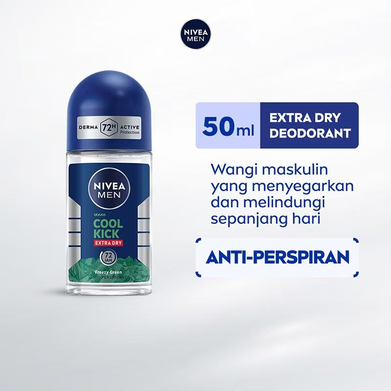 Nivea Men Cool Kick Extra Dry Freezy Green Deodorant Roll on 50ml