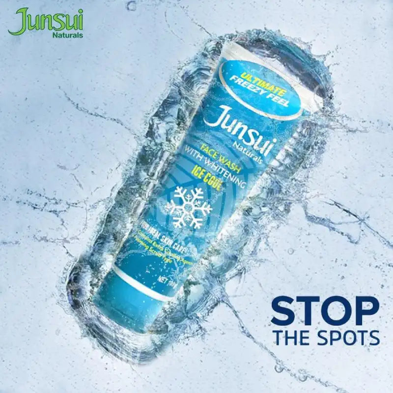 Junsui Ice Cool Whitening Face Wash 100g - Deep Cleansing Cooling Gel Face Wash for Oil Control, Instant Freshness & Bright R