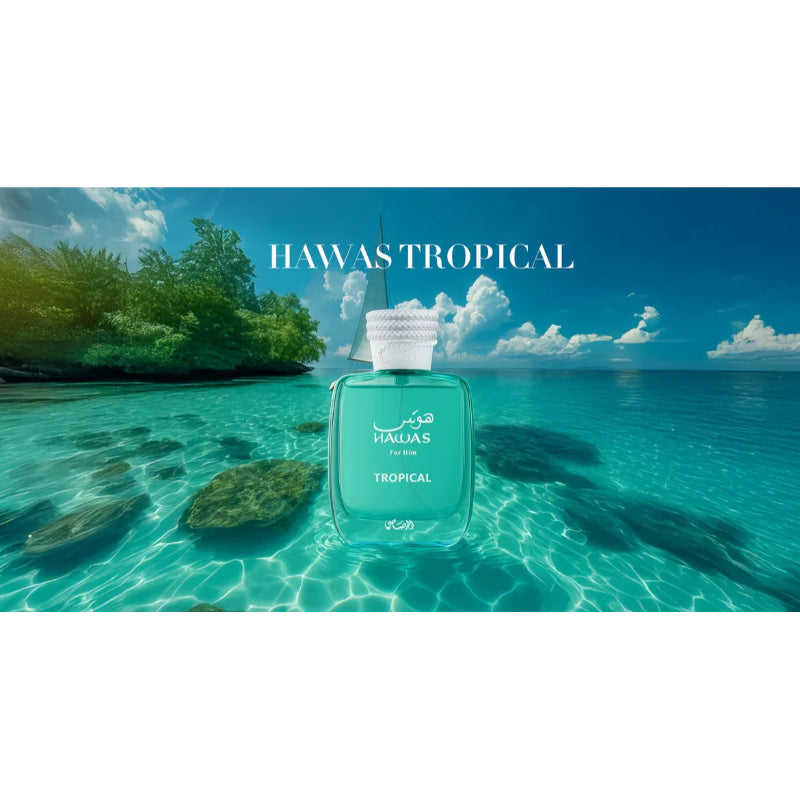 Hawas Tropical Eau de Parfum by Rasasi 100ml for Men Long-Lasting Fresh & Masculine Fragrance
