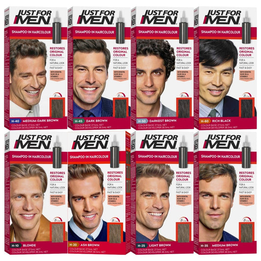 Just for Men Shampoo-In Hair Color H-45 Dark Brown - Restores Original Color | 27.5ml Color Base + 38.5ml Developer