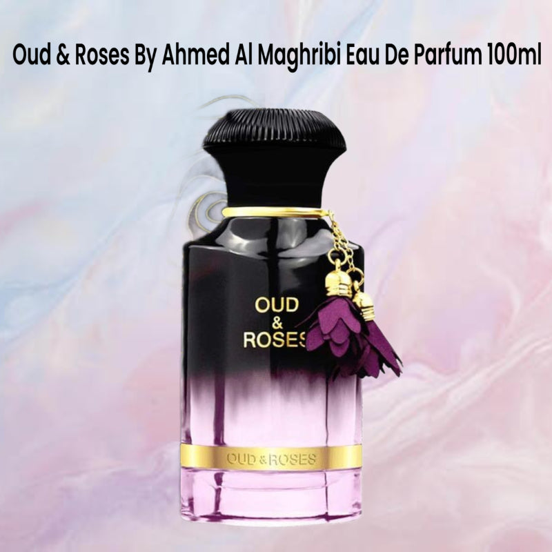Ahmed Al Maghribi Oud & Roses Eau de Parfum 100ml - Long Lasting Original Luxury Oud Floral Unisex Fragrance for Men & Women