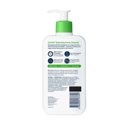 CeraVe Hydrating Facial Cleanser, Daily Face Wash for Normal to Dry Skin-355-ml