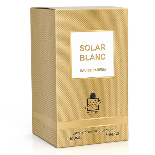 Milestone Parfums Solar Blanc Eau de Parfum 100ml - Long Lasting Fresh Clean Luxury Fragrance for Men & Women