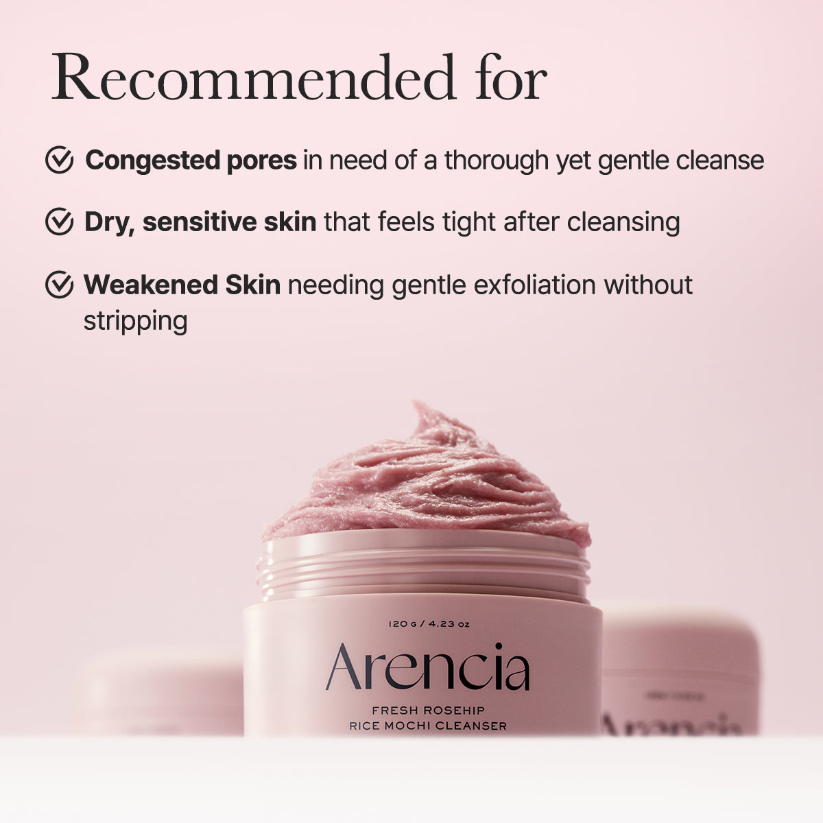 Arencia Fresh Rosehip Rice Mochi Cleanser 120 g Gentle Cleansing & Hydrating Care (K Beauty)