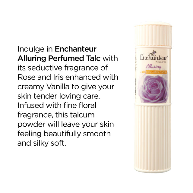 Enchanteur Alluring Perfumed Talc Powder 250g - Long Lasting Floral Fragrance Body Powder for Soft, Fresh & Smooth Skin Odor 