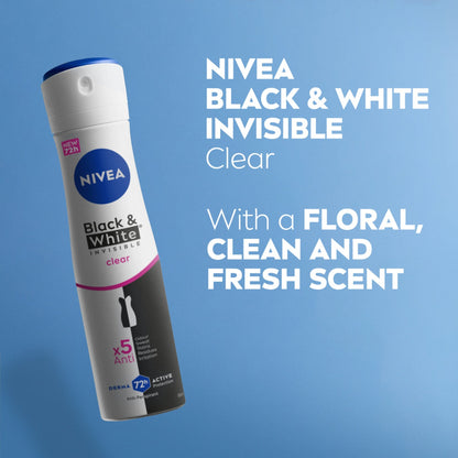 Nivea Black & White Invisible Clear 72H Protection Anti-Perspirant Spray 150ml