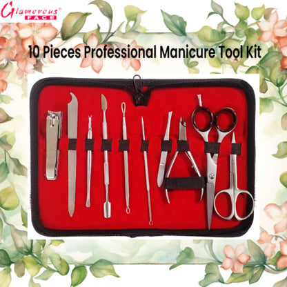 Glamorous Face 10 Pieces Professional Manicure Tool Kit