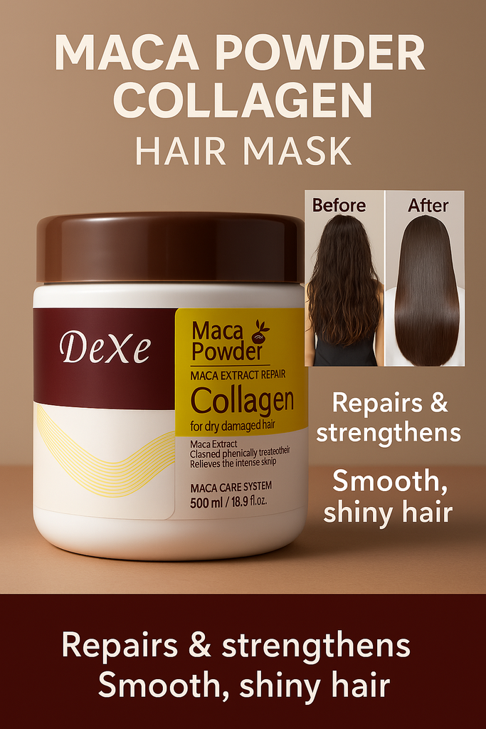 Dexe Collagen Hair Mask for Dry & Damaged Hair 500 ml Deep Repair, Strengthening & Moisture Care