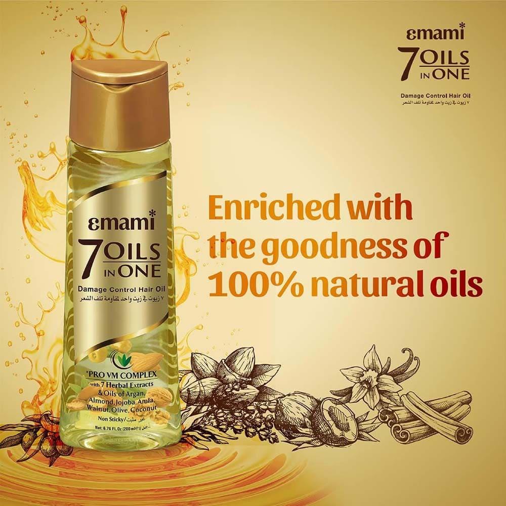 Emami 7 Oils in One Damage Control Hair Oil 200ml - Nourishing Hair Care Oil for Hair Fall Control, Smooth Shiny & Strong Hea