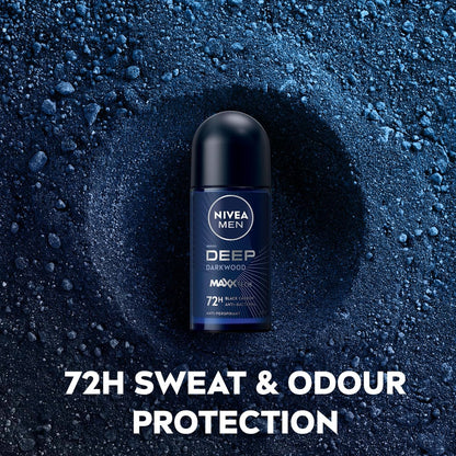 Nivea Men Deep Darkwood Black Carbon 72H Anti Perspirant Deodorant Roll On 50ml