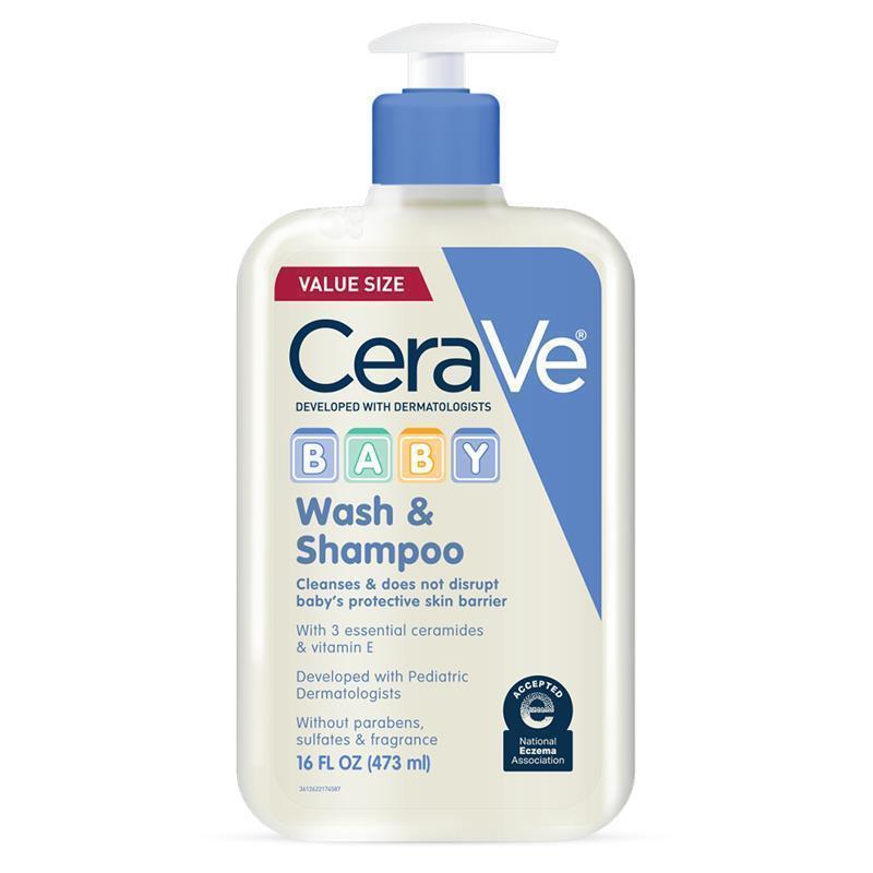 Cerave Baby Wash & Shampoo for Gentle Baby Skin Care 473ml