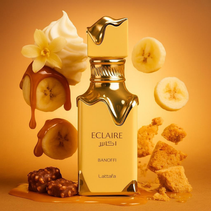 Lattafa Eclaire Banoffi Eau de Parfum 100ml - Long Lasting Sweet Gourmand Unisex Arabic Fragrance for Men & Women