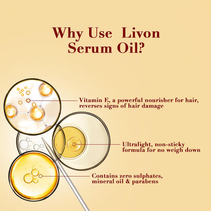 Livon Vitamin E Penetrating Hair Oil with Argan & Almond Oil 100ml – Deep Nourishment Frizz Control & Smooth Shine Hair Care 